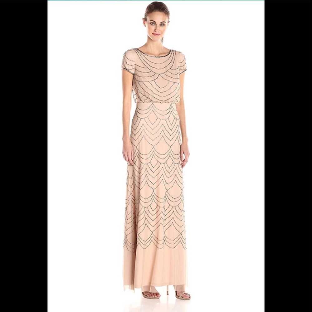 Adrianna Pappell Beaded blouson gown NWT